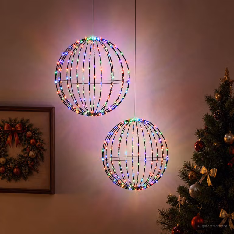 vidaXL Luce a punta di Natale 2 pz 240 LED RGB Diametro 40 x 42 cm