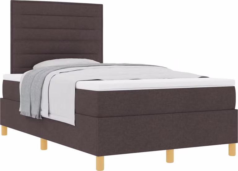 Letto a molle con materasso Marrone Scuro 120 x 190 cm Tessuto