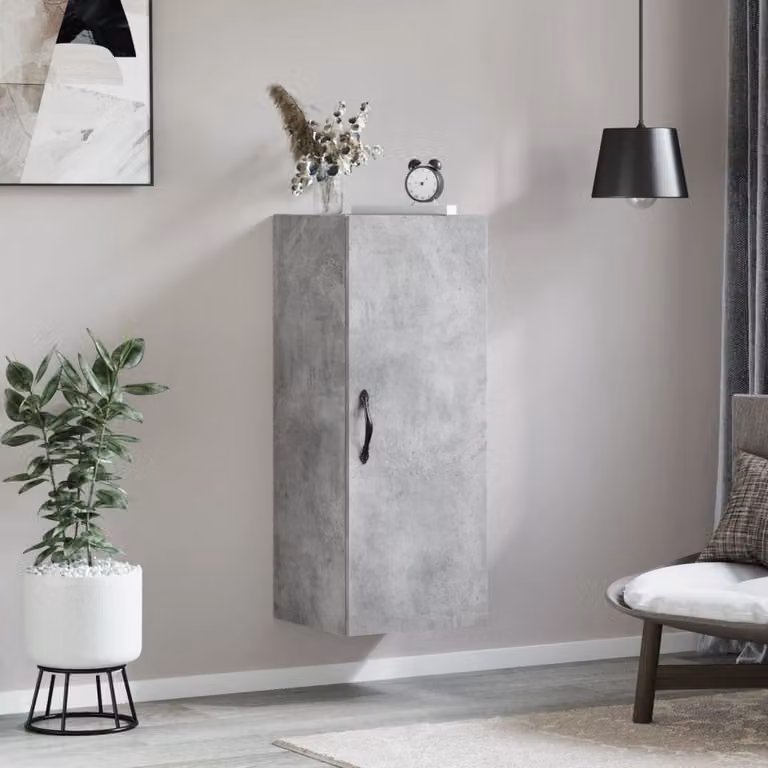 Mobile a parete vidaXL in stile moderno, Grigio Cemento, L 34,5 cm x P 34 cm x H 90 cm