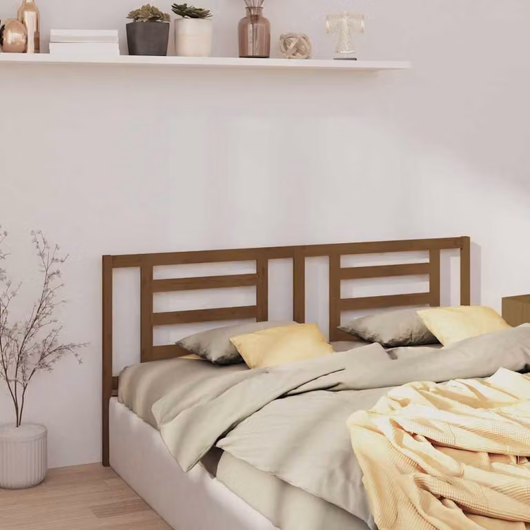 Testiera per letto vidaXL in legno massello di pino, colore ambra, L: 186 cm, P: 4 cm, H: 100 cm