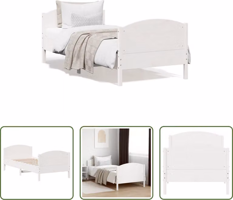 The Living Store Letto in legno massiccio senza materasso bianco 90x200 cm in legno di pino