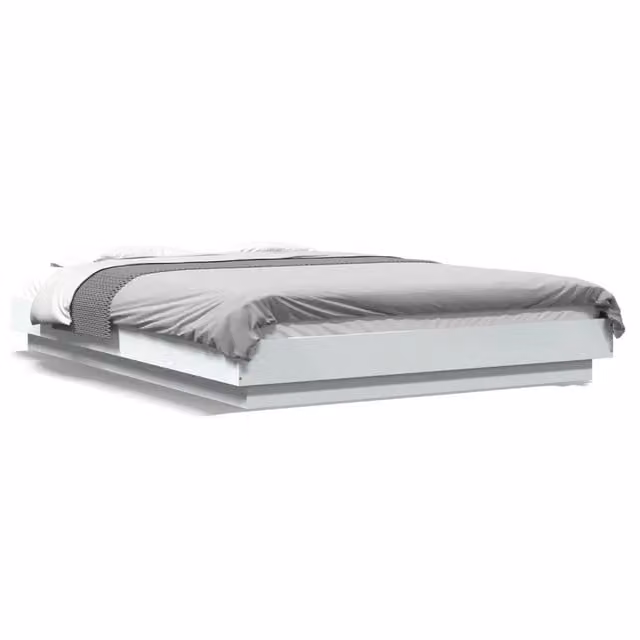 Letto matrimoniale | Letto per adulti | Giroletto con Luci LED Bianco 135x190 cm in Legno Multistrato
