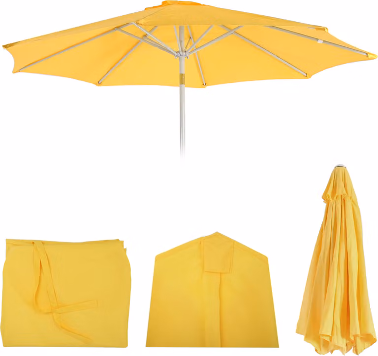 Copertura di ricambio per ombrellone N19, copertura di ricambio per ombrellone, Ø 3m tessuto/tessuto ~ giallo