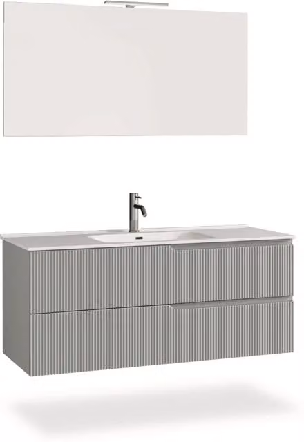 Composizione mobile bagno Venere 4 pezzi AQA DESIGN colore grigio opaco L: 121 cm, P: 46,5 cm, H: 190 cm – 1