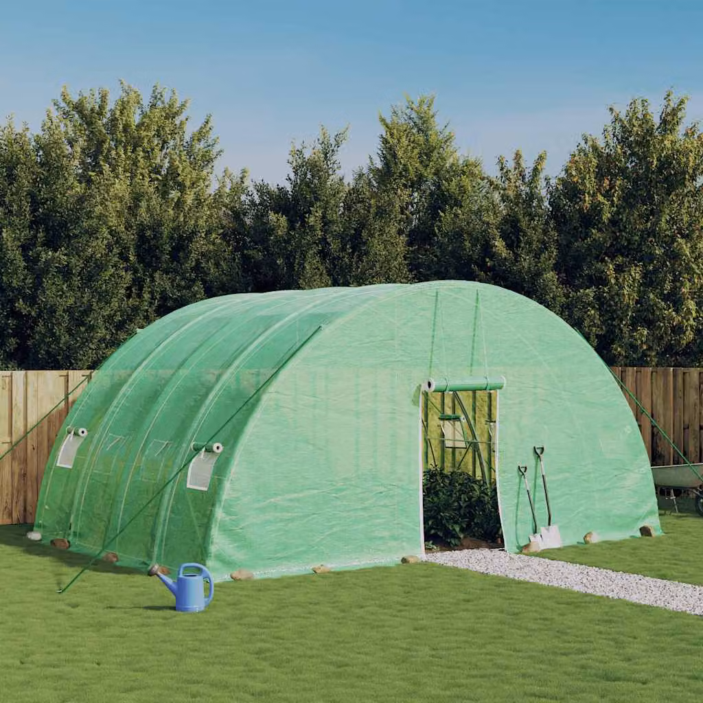 Serra vidaXL con struttura in acciaio galvanizzato verde, L: 6 m, P: 4 m, H: 2,85 m