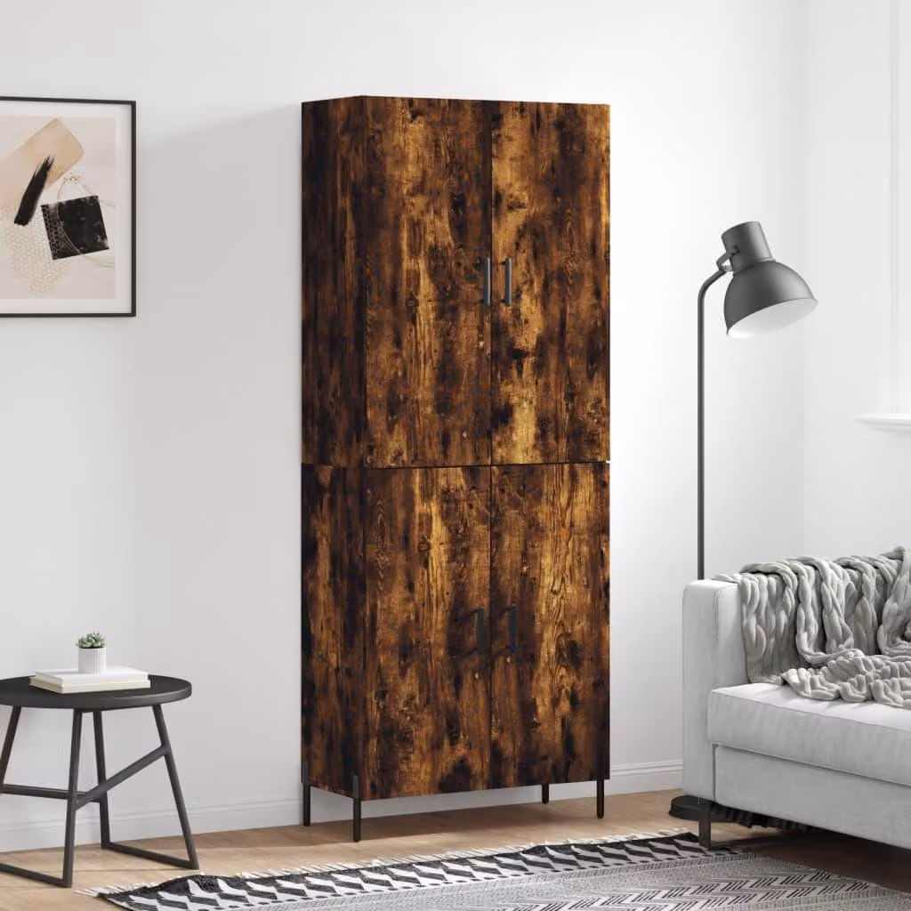 vidaXL Credenza rovere affumicato 69,5x34x180 cm materiale a base di legno
