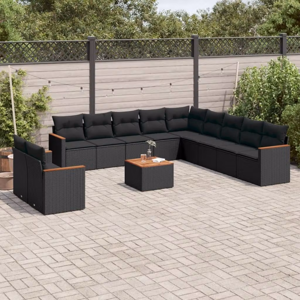 Maison Exclusive - Set divani da giardino 12 pezzi con cuscini in polyrattan nero