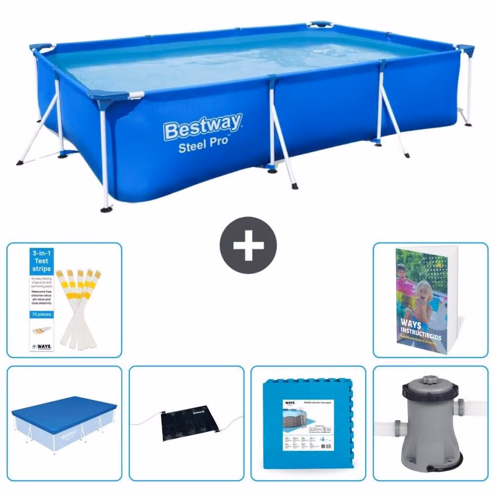 Bestway Steel Pro, piscina rettangolare - 300x201x66 cm - composta da 5 parti, modello S99