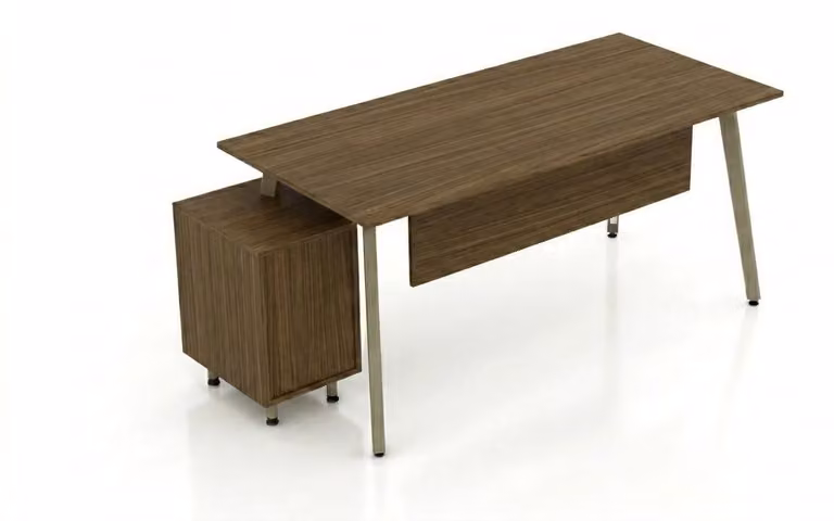 Scrivania con cassetto estraibile su ruote, in legno di quercia, stile moderno, ideale per l'ufficio domestico