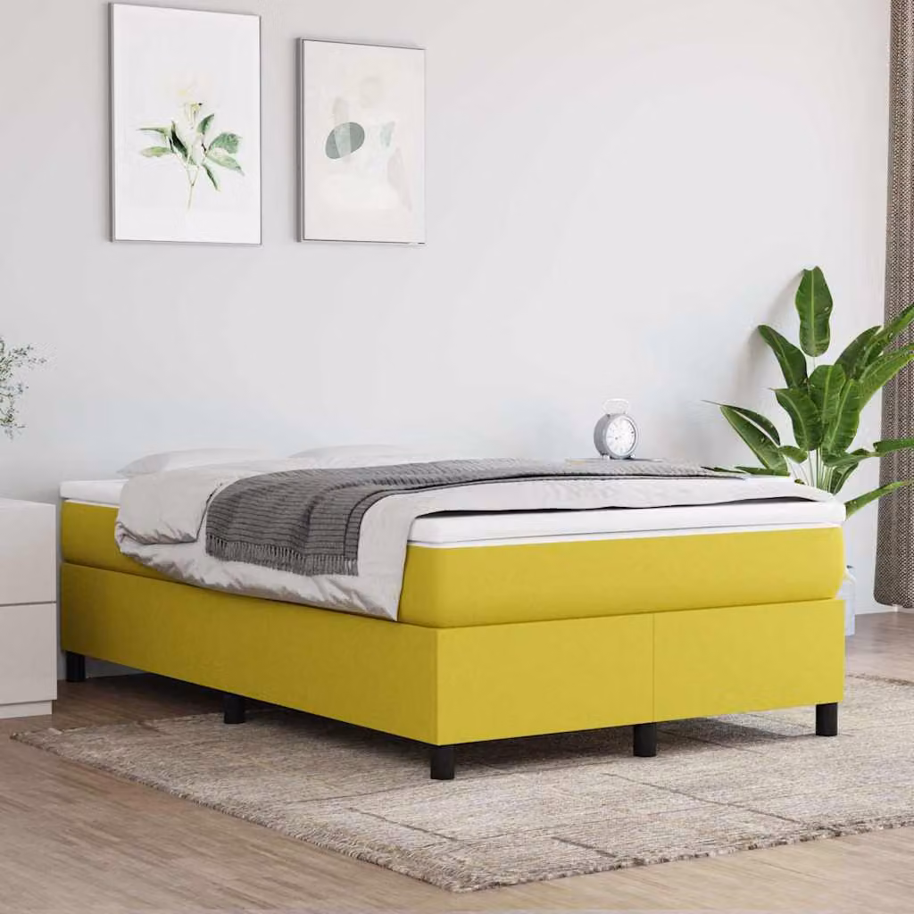 Struttura Letto a Rete con Doghe a Molla vidaXL, Rivestimento in Tessuto Verde e Giallo, L 120 x P 200 cm