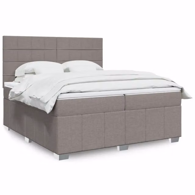 Letto Ibrido vidaXL con Giroletto a Molle e Materasso in Tessuto, Colore Grigio, L/P: 200 x 200 cm