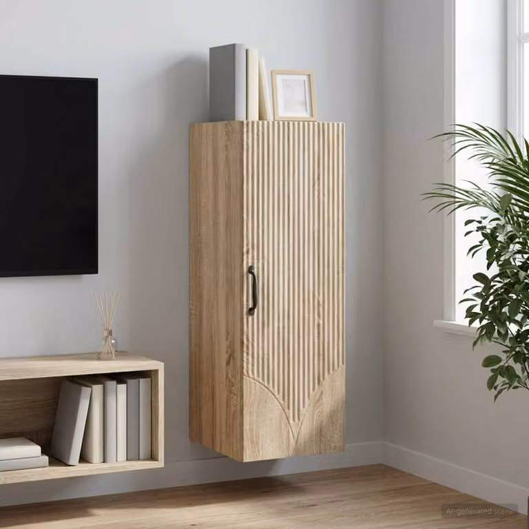 Mobiletto a muro vidaXL in legno e metallo marrone con ante a battente e ripiani interni, L: 33 cm, P: 34,5 cm, H: 90 cm