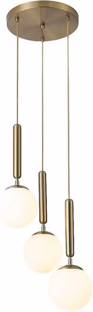 Lampadario a sospensione Rabalux Divina con 3 luci E14 in metallo e vetro, colore oro e bianco, Ø 37 cm
