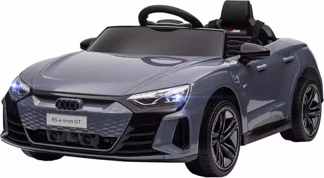 Auto elettrica per bambini 12V grigia, 2 motori, ruote sospese, telecomando 2,4 GHz. Con clacson, fari, musica, avviamento graduale e rotelle. Per 3-5 anni