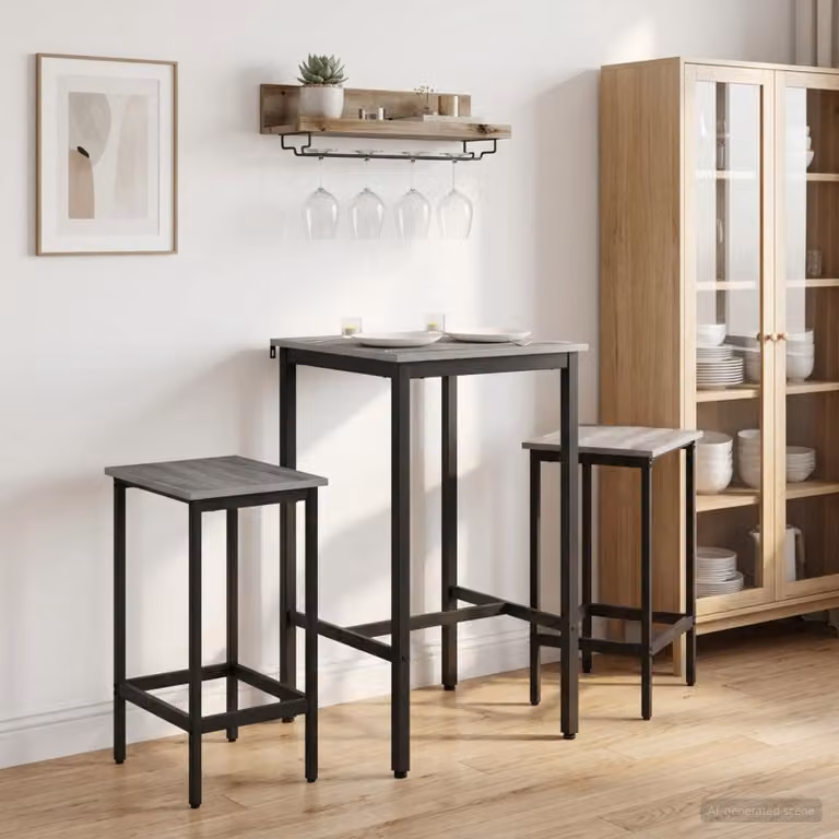 Set di 2 sgabelli da bar vidaXL in stile moderno, colore grigio, L 40 cm x P 32 cm x H 64 cm
