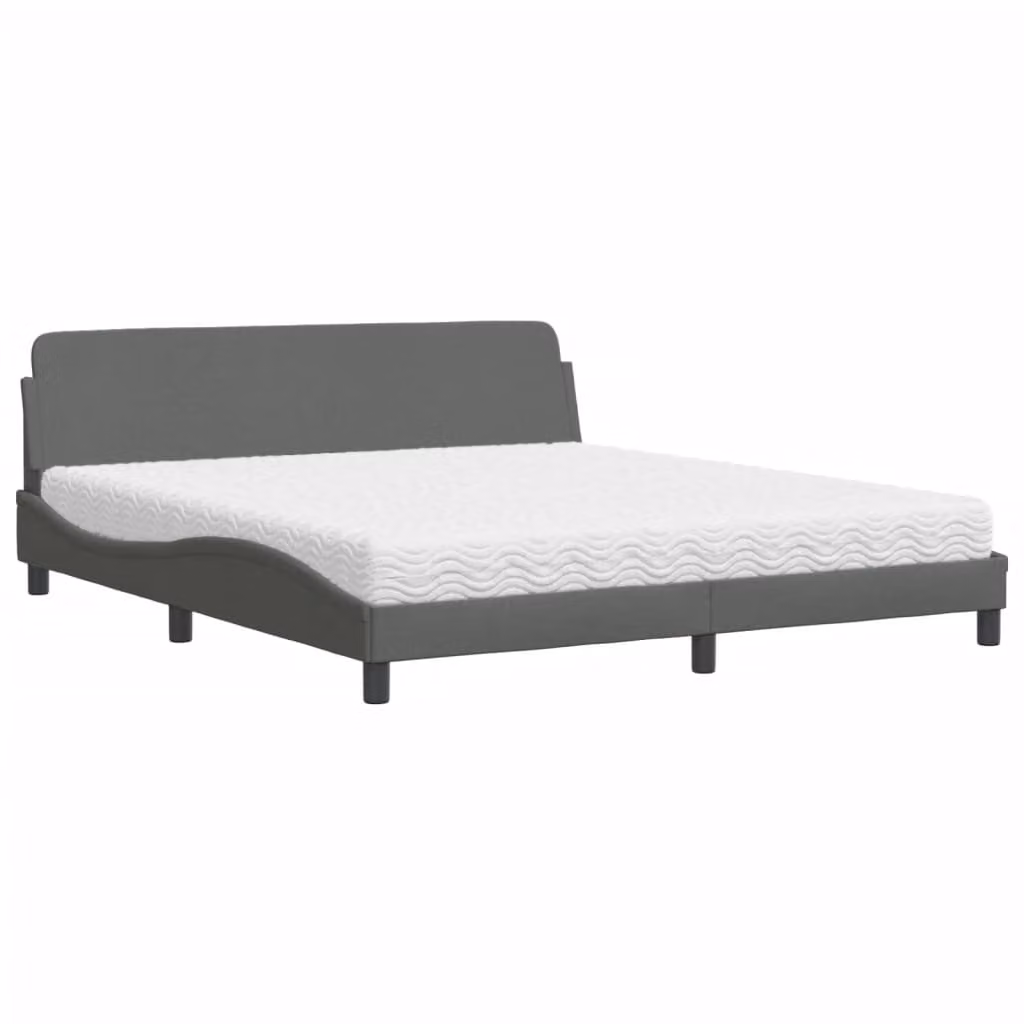 Letto con Materasso Dover Grigio Scuro 180x200 cm Tessuto