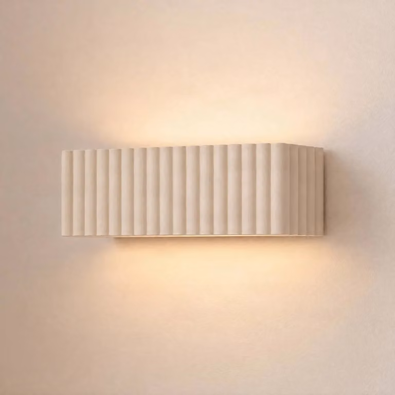 Applique da parete Rigata SOLLUX LIGHTING, dimmerabile, Crema / Ambra, Corridoio, Ceramica, Moderno, Applique