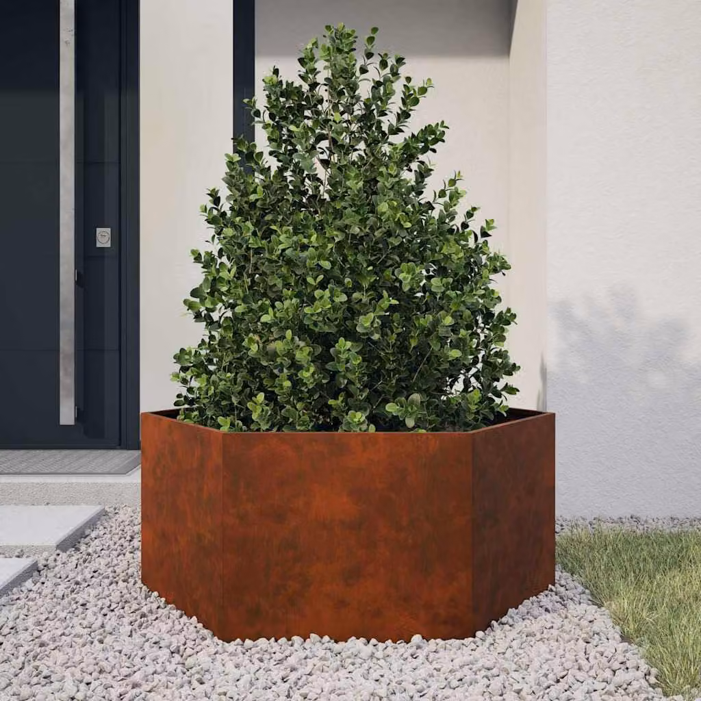 Fioriera vidaXL in acciaio Corten color marrone L: 90 cm, P: 90 cm, H: 45 cm
