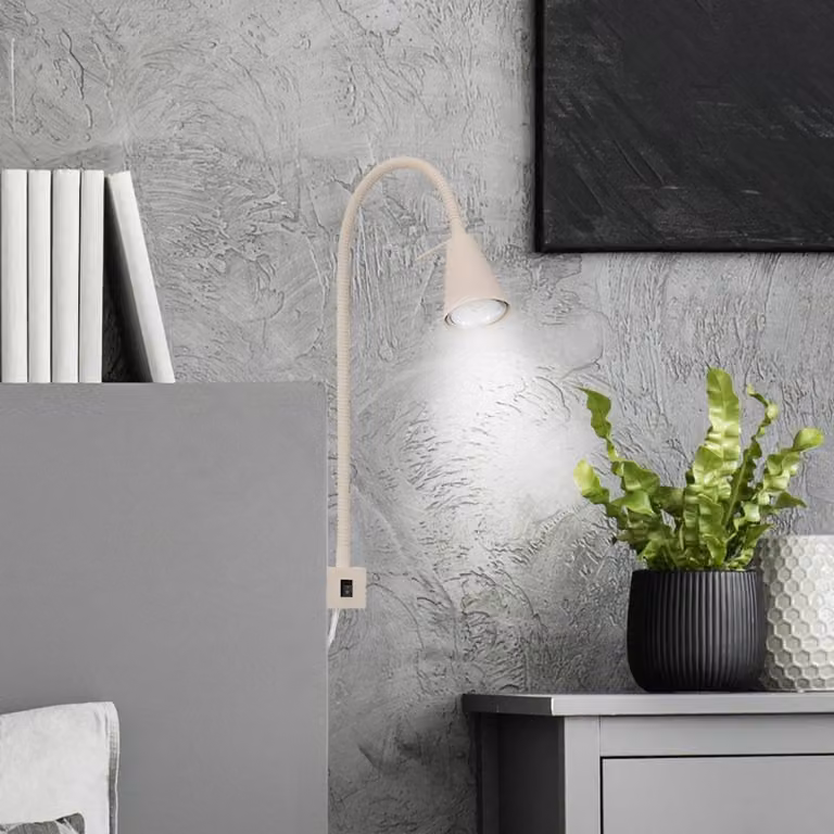 Briloner Applique Tuso, beige, orientabile, montaggio a letto, GU10 Tuso, Crema / Ambra, Camera da letto, Metallo, Moderno, Applique a LED