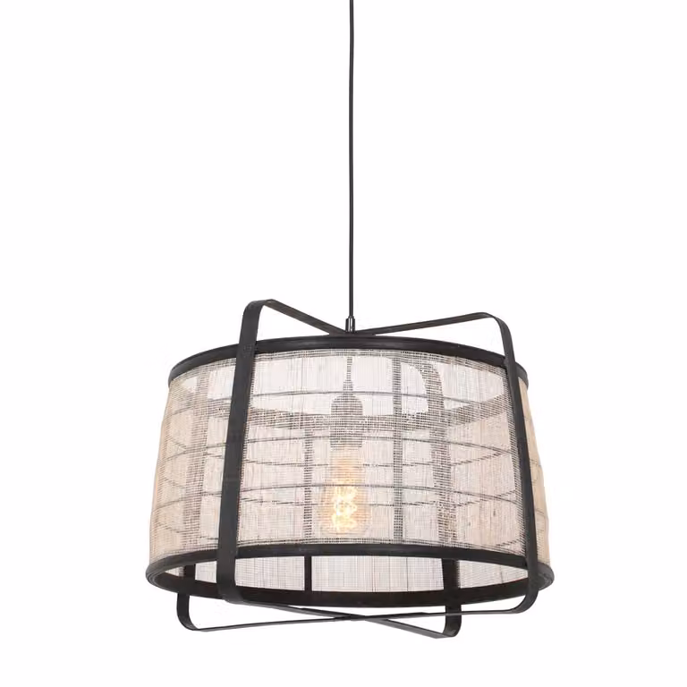 Lampada a sospensione - nero - Capos - metallo tessile - Ø 48cm - E27 - 3511ZW - Anne Lighting