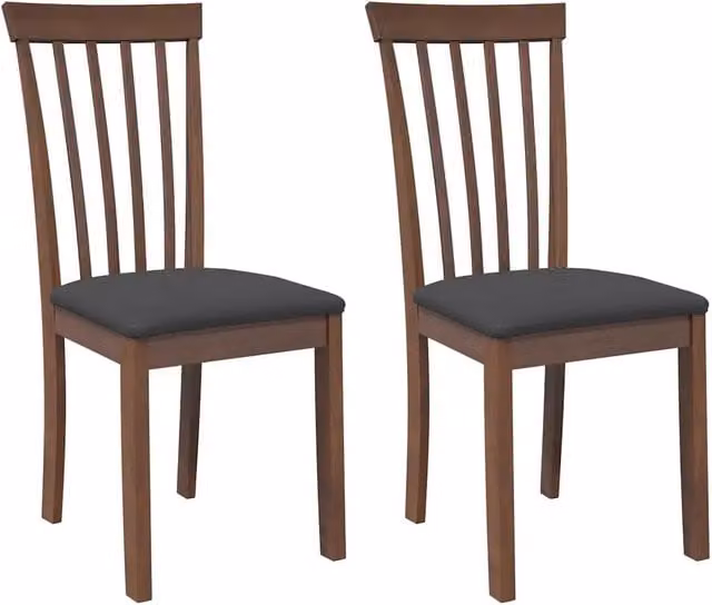 Set di 2 sedie da pranzo moderne DESIGN IN in legno di Hevea marrone e nero con seduta in tessuto