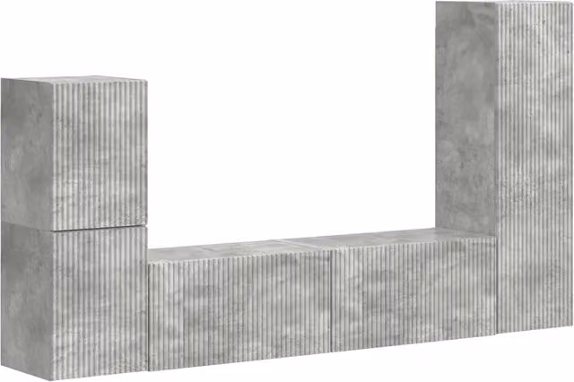 Set mobile TV 4 pz | Armadietto TV | Mobile Porta TV Grigio cemento Legno multistrato