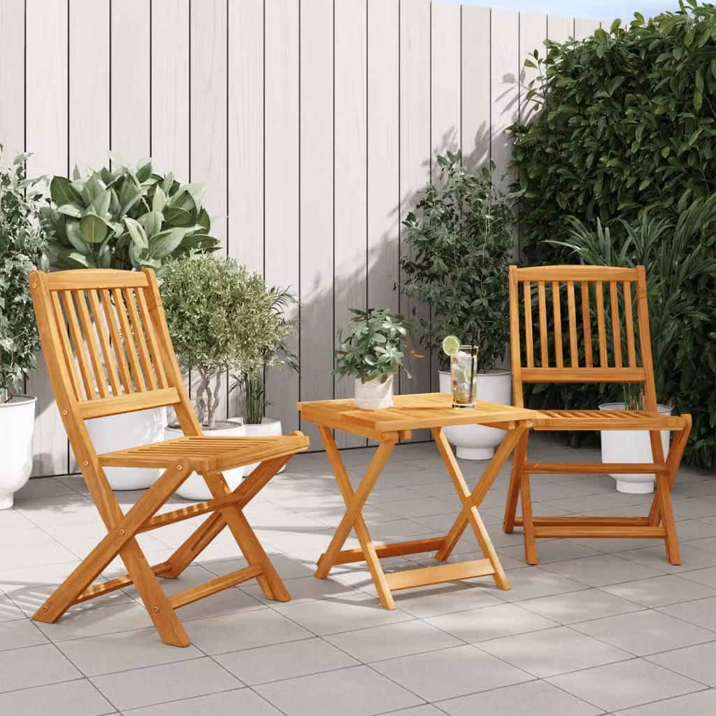 Set da pranzo da giardino pieghevole 3 pezzi vidaXL in legno di acacia oliato marrone – 1