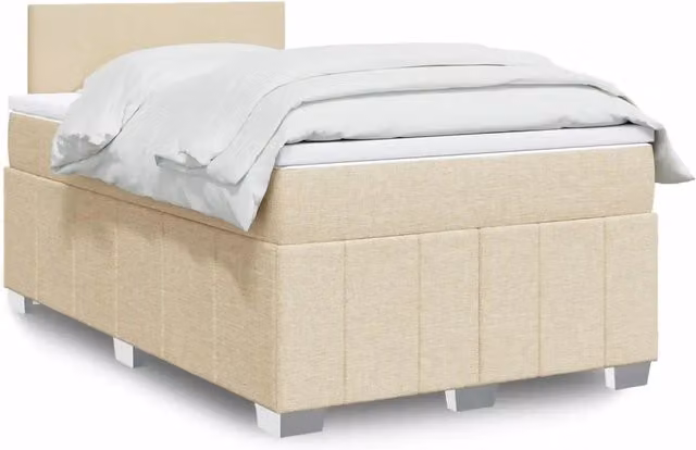 Giroletto a Molle con Materasso Crema 120x190 cm in Tessuto 3289305