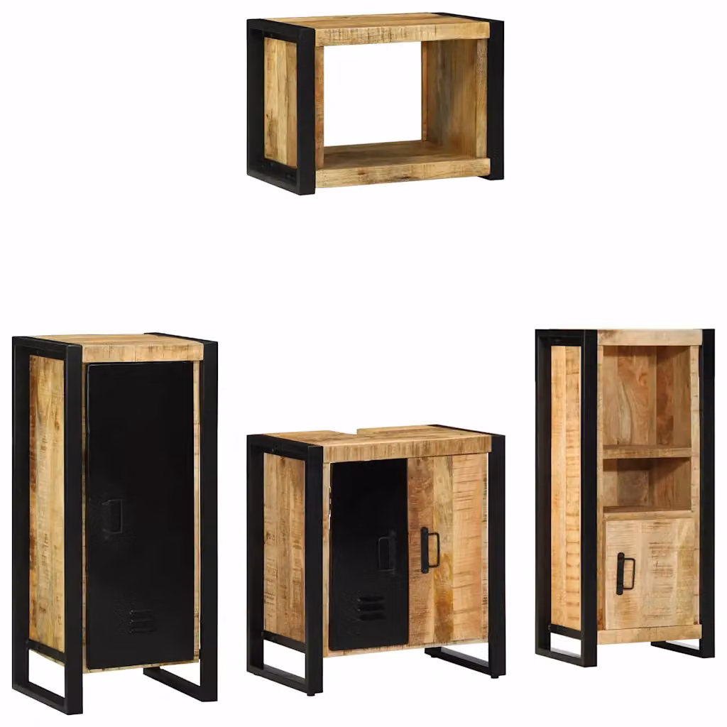 vidaXL Set di mobili per il bagno 4 pz Marrone e Nero