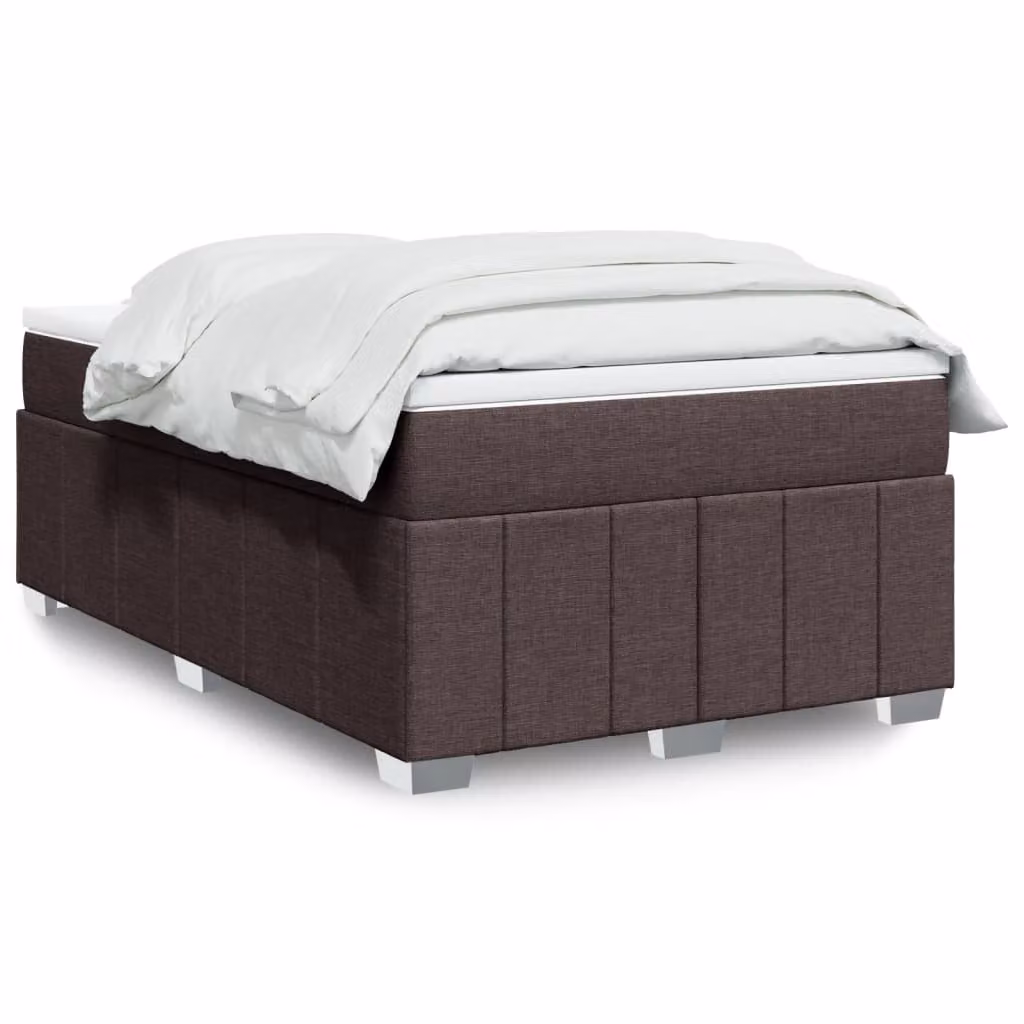 vidaXL Giroletto a Molle con Materasso Ibrido in Tessuto Marrone e Bianco L/P/H: 120 x 190 cm