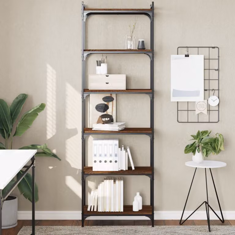 Libreria vidaXL con 6 Ripiani in Stile Industrial, Colore Rovere Marrone, L 60 cm x P 30 cm x H 188 cm