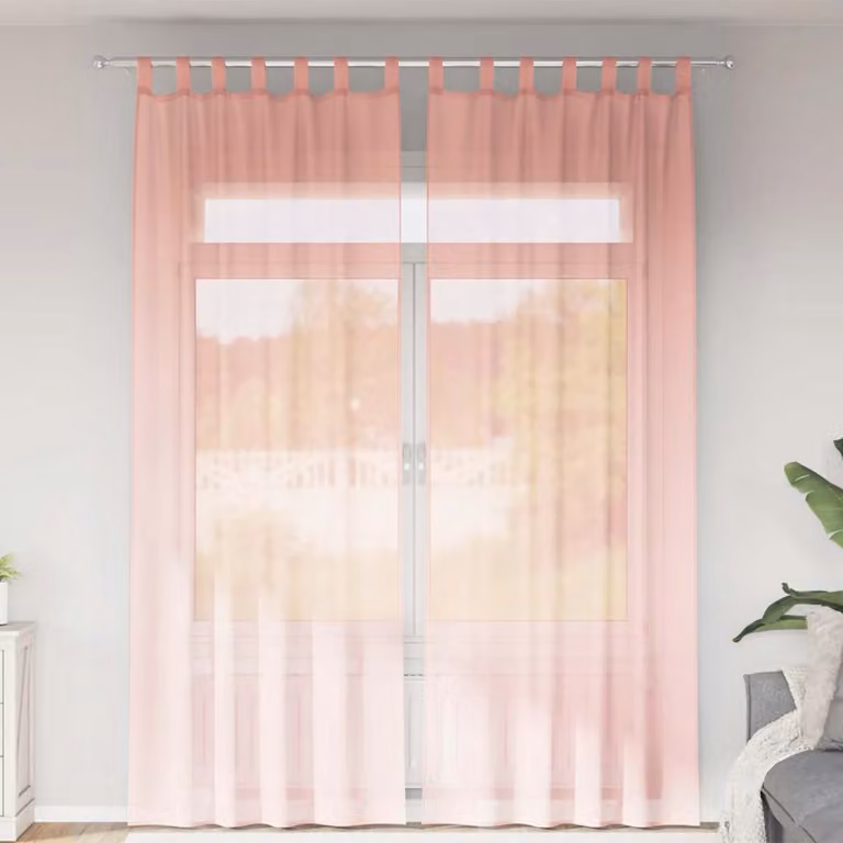 Set di 2 tende in voile semi-trasparenti vidaXL rosa con tasche per asta in poliestere L: 140 cm, H: 260 cm