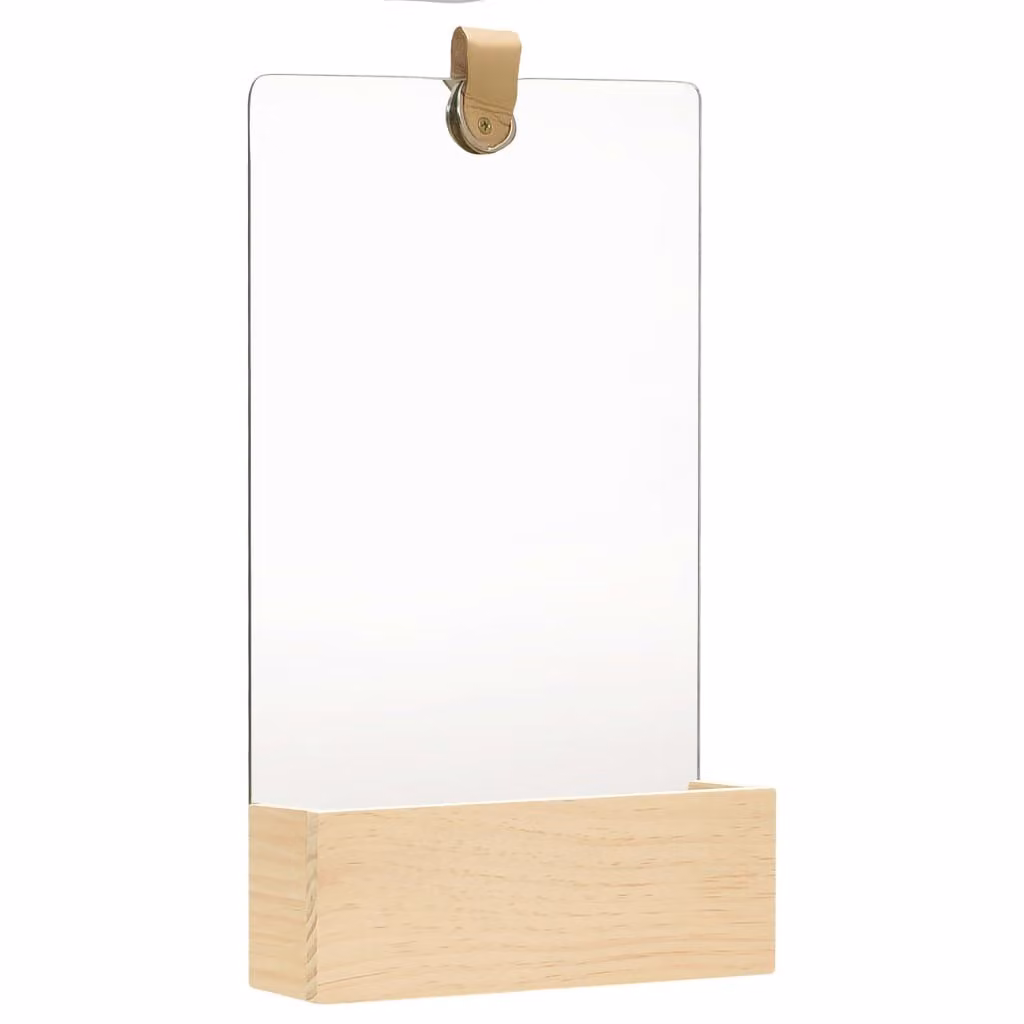 Specchio da Parete in Legno Massello di Pino 23x39,5 cm