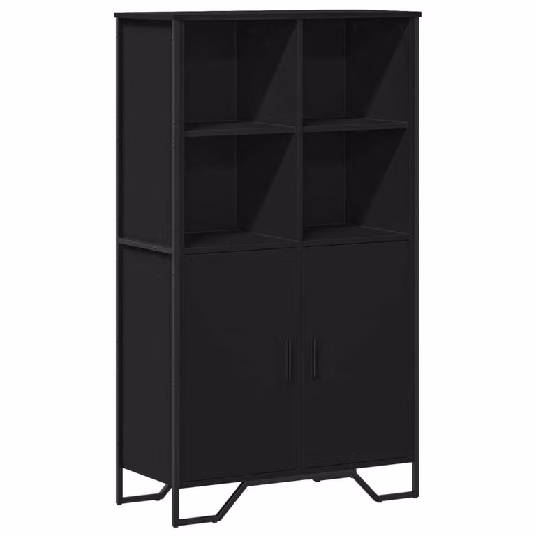 Credenza Nera 79,5x35,5x137,5 cm in Truciolato