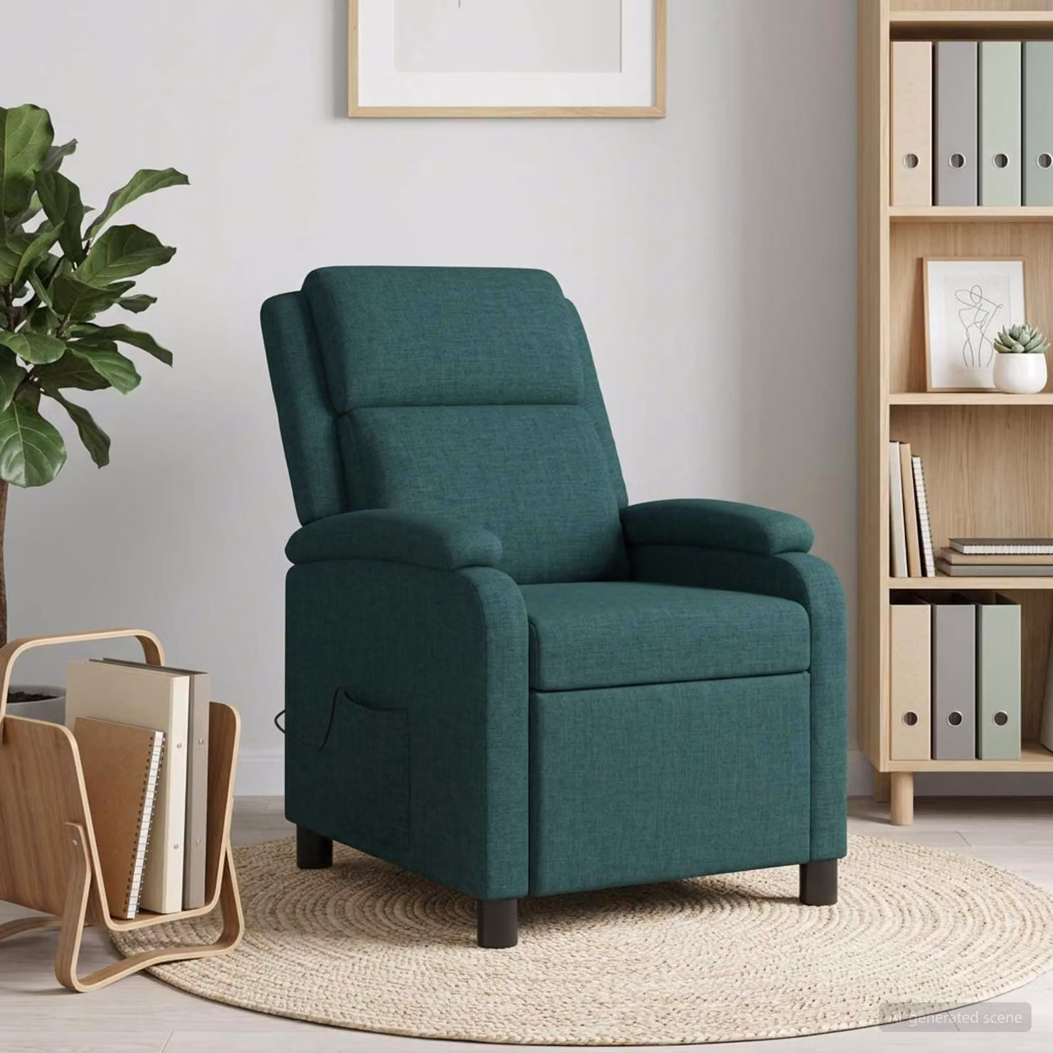 vidaXL Poltrona Relax Recliner Moderna in Tessuto Verde con Braccioli