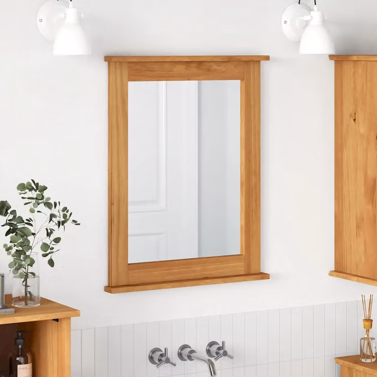 Specchio rettangolare moderno vidaXL VIGO colore marrone, L: 55,5 cm, P: 5 cm, H: 70 cm