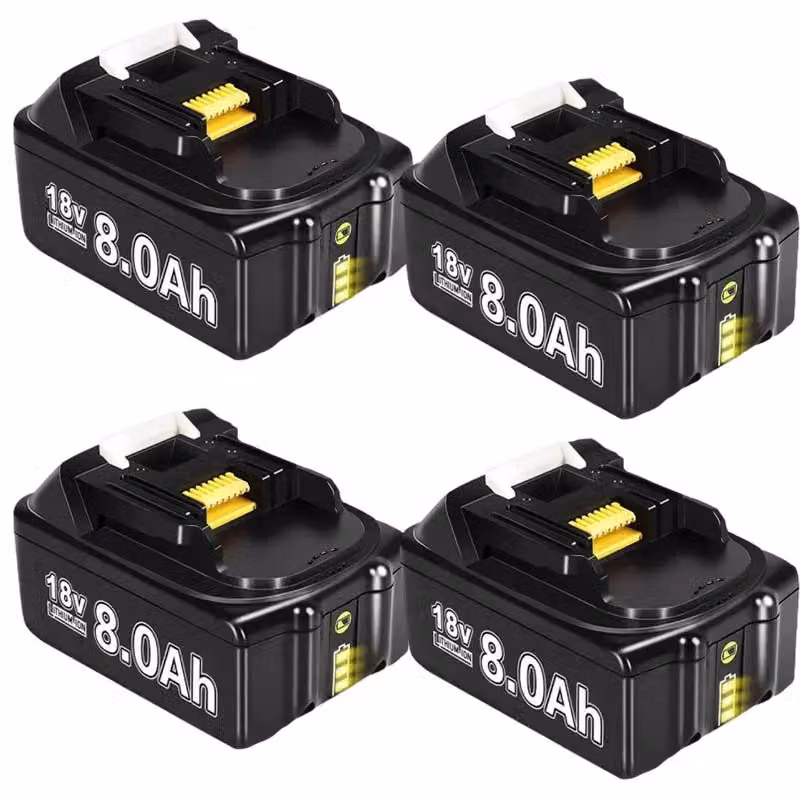 Batteria ricaricabile al litio, capacità di 8000 mAh, tensione di 18 V, confezione da 4 batterie da 8,0 Ah