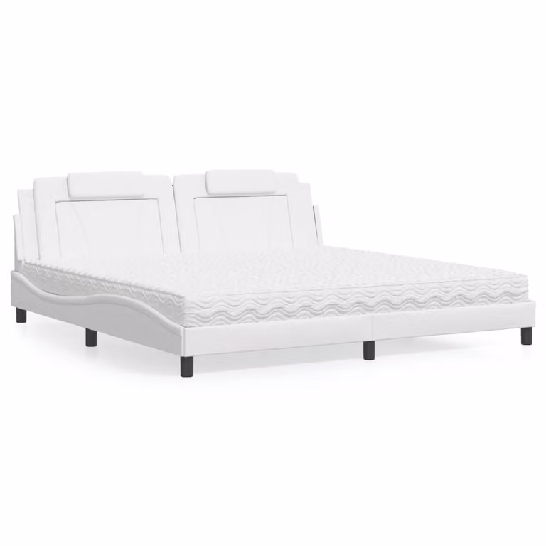 Letto Viana vidaXL con Materasso in Similpelle Bianco L/P/H: 200 x 200 x 74,5 cm