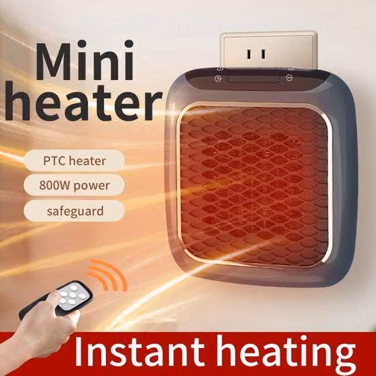 Mini stufa elettrica in Vetroceramica con telecomando, per il bagno, a basso consumo energetico, design elegante, 800 W, timer da 12 ore