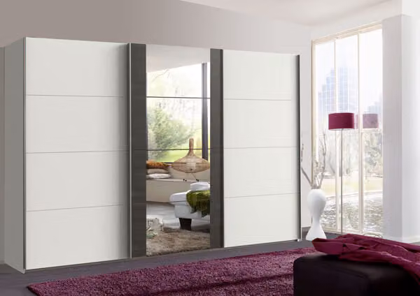 Armadio ad ante scorrevoli Berna Armadio 360cm bianco acciaio grezzo