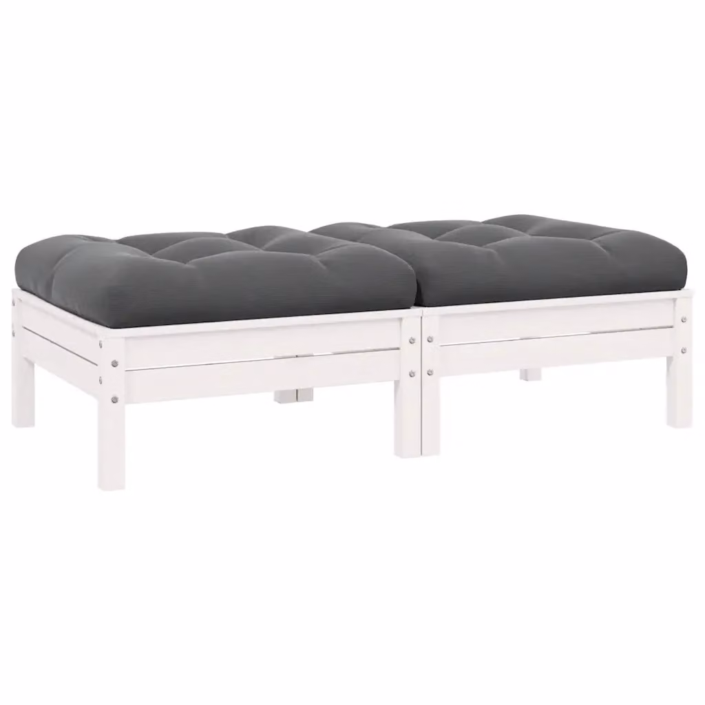 Divano da giardino a 2 posti Design Mania in legno di pino con cuscini bianchi e antracite – 2
