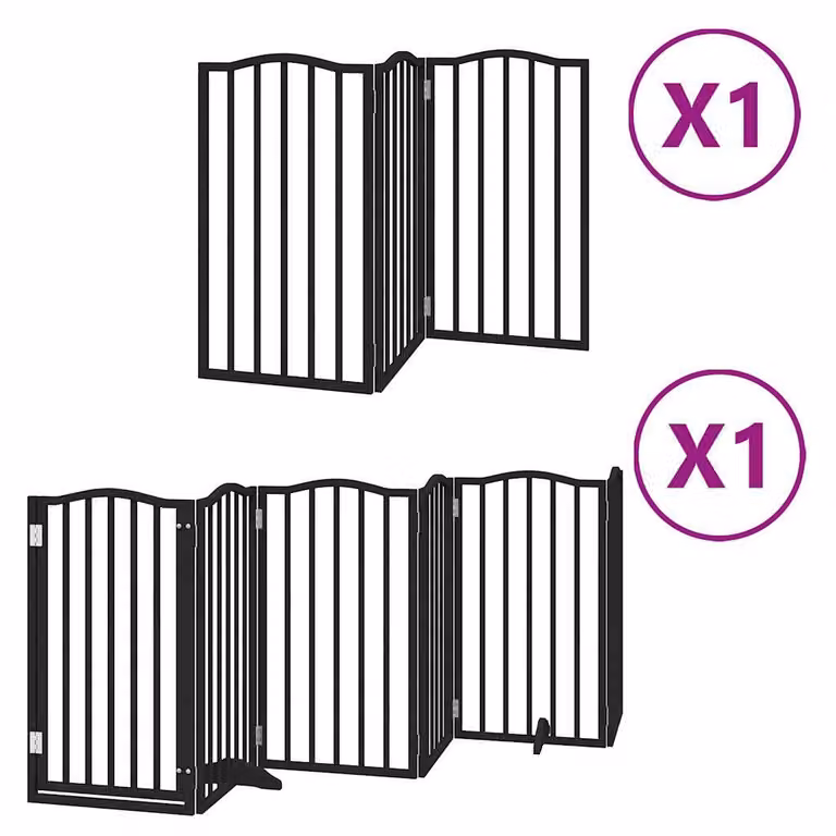 Cancello per Cani Porta Pieghevole Nero 9 Pannelli 450cm Pioppo