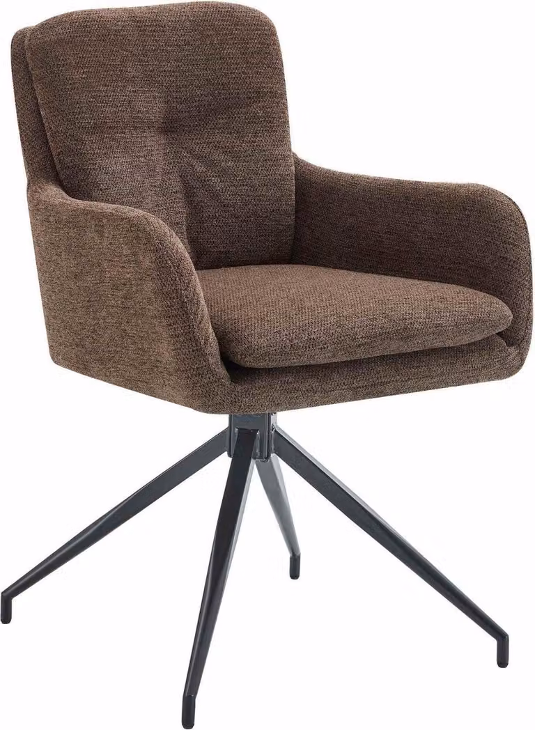 Sedia da pranzo - sedia imbottita - girevole a 180°, ottimo comfort di seduta, metallo nero | colore: marrone