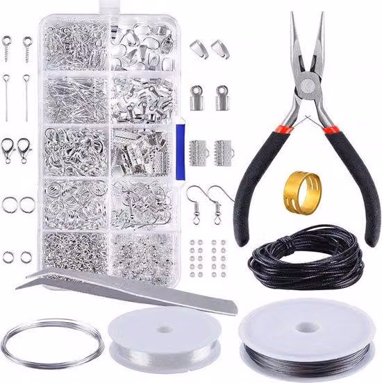 Set di gioielli per adulti - Set di attrezzi in ferro - Set per la creazione di gioielli in argento - 15*13*5,5 cm