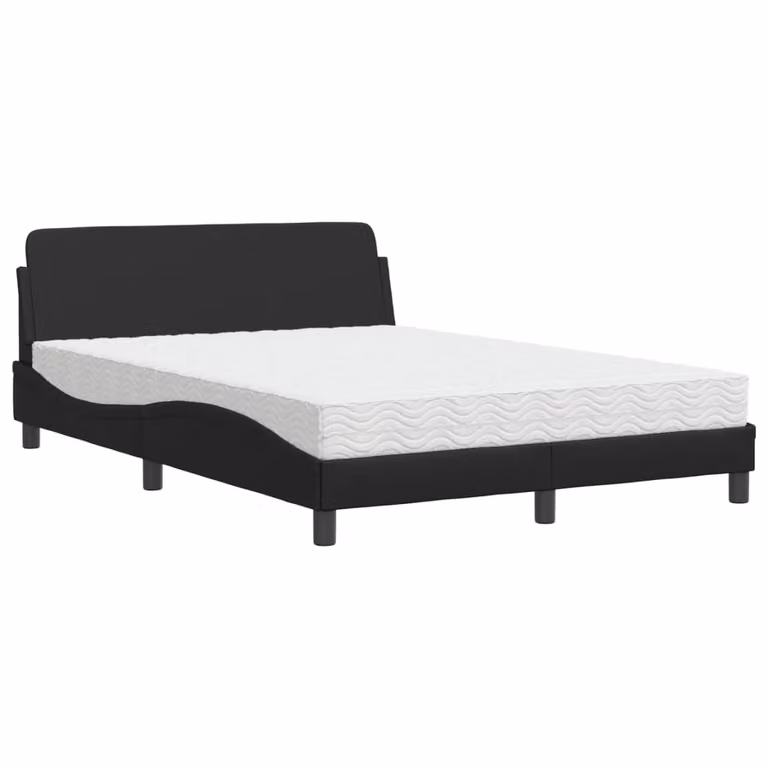 Letto con Materasso Dover Nero 140x190 cm in Pelle finta