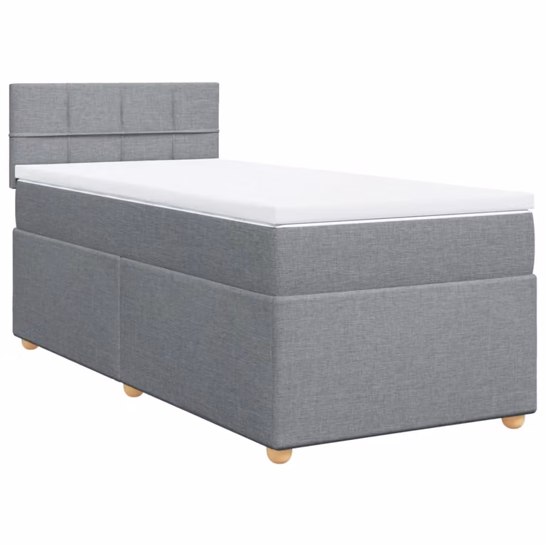 Giroletto a Molle con Materasso Grigio Chiaro 90x200 cm Tessuto