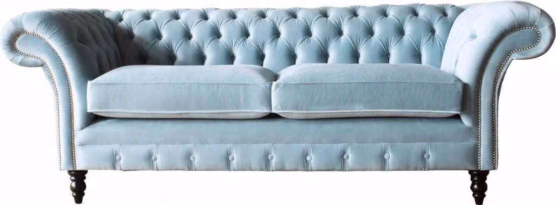 Chesterfield 3 Sitzer Polster Couch Sofa Textil Modern Stil Stoff