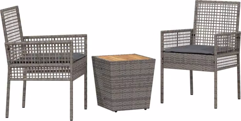 Set Bistro da Giardino 3 pcs Grigio polyrattan