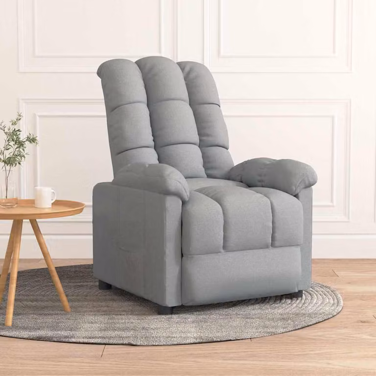 vidaXL Poltrona Reclinabile Relax in Tessuto Grigio con Braccioli e Regolazione Manuale