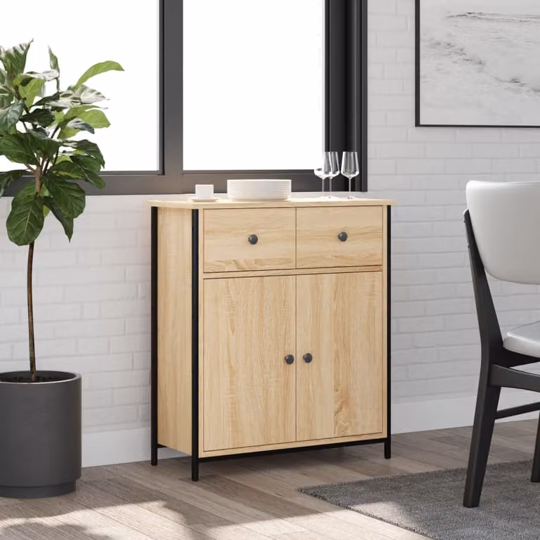 Credenza vidaXL in Rovere con finitura opaca, L: 70 cm, P: 30 cm, H: 80 cm
